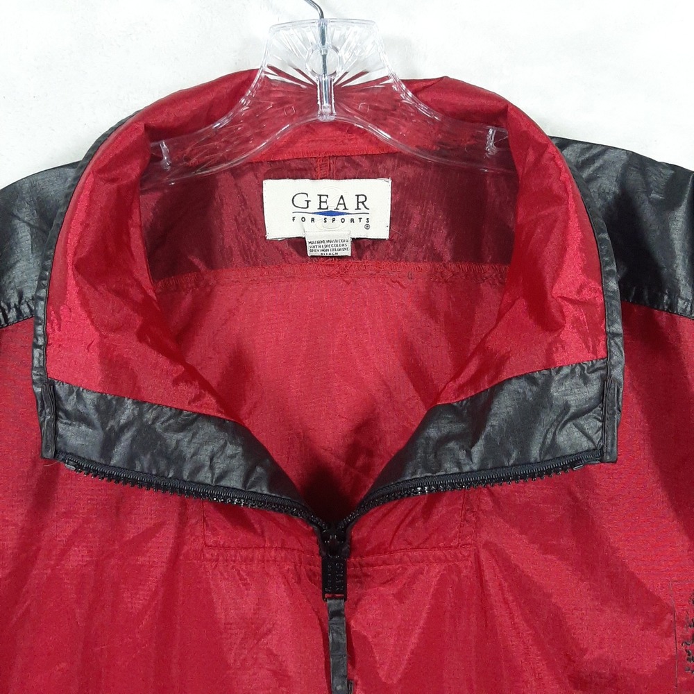 Vintage Gear For Sports Red Black Quarter Zip Anorak Windbreaker Jacket Mens XL